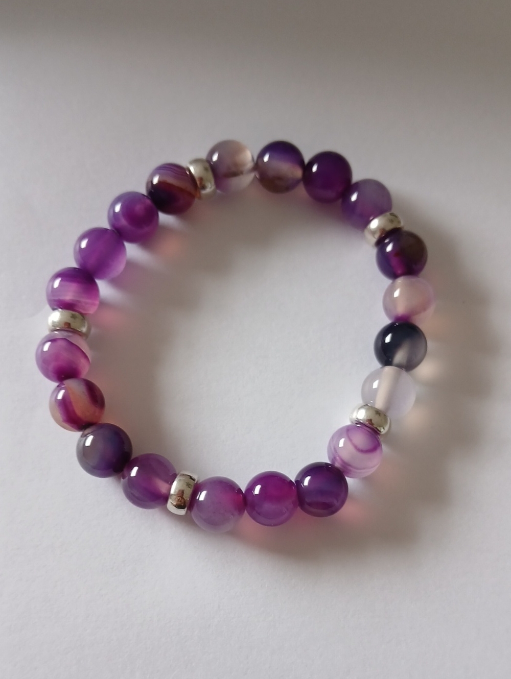 Purple Amethyst  Beaded Bracelet  With Silver Accents   Nwt